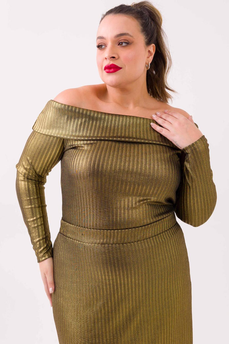 Blusa Áurea Canelado Dourado