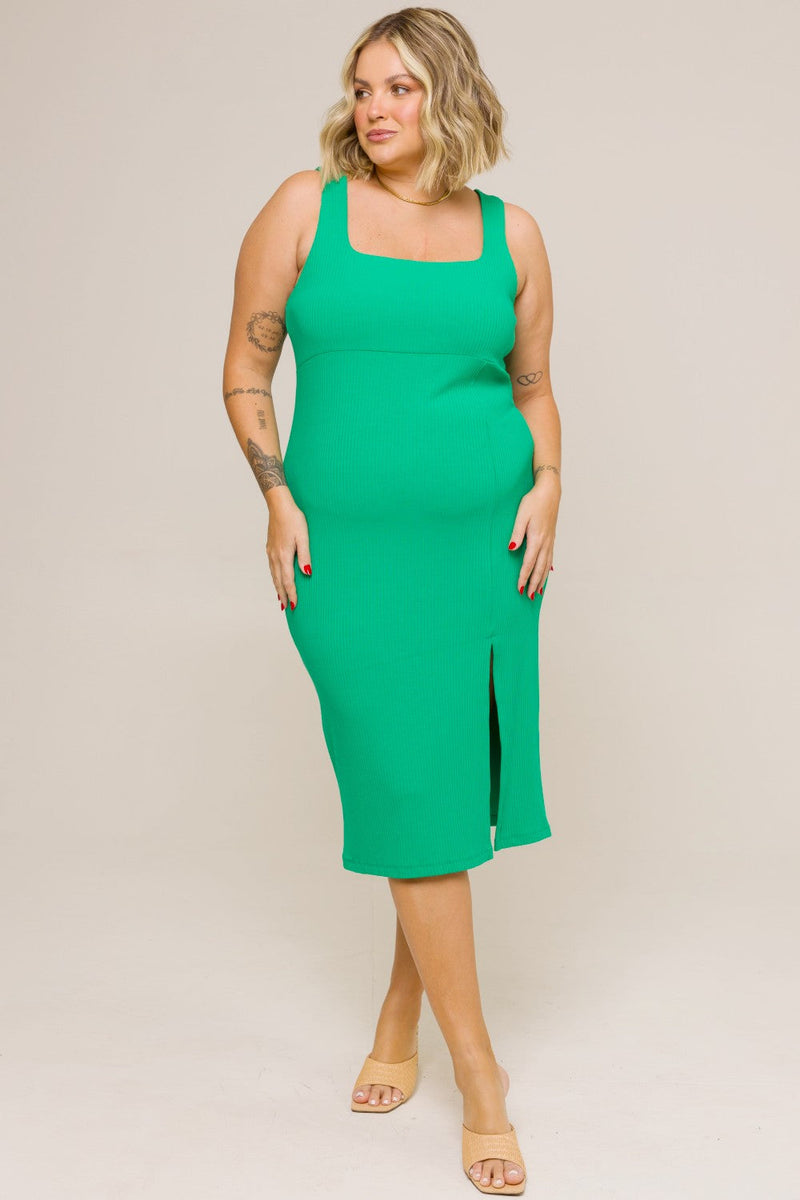 Vestido Midi Cancelado com Fenda Gabriela Verde