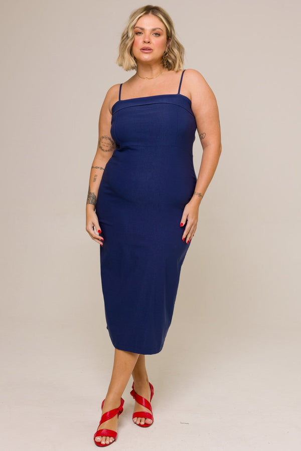 Vestido Midi Plus Size Alfaiataria Karina Marinho Cess