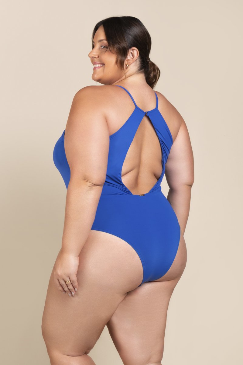 Maiô Best Seller Plus Size Com Decote Tiras Vazadas Preto Mardu